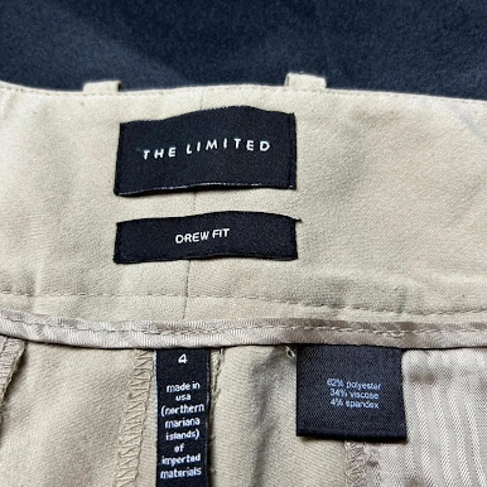The Limited Drew Fit Tan Khaki Wide Leg Flare Dress Pants Trousers Size 4